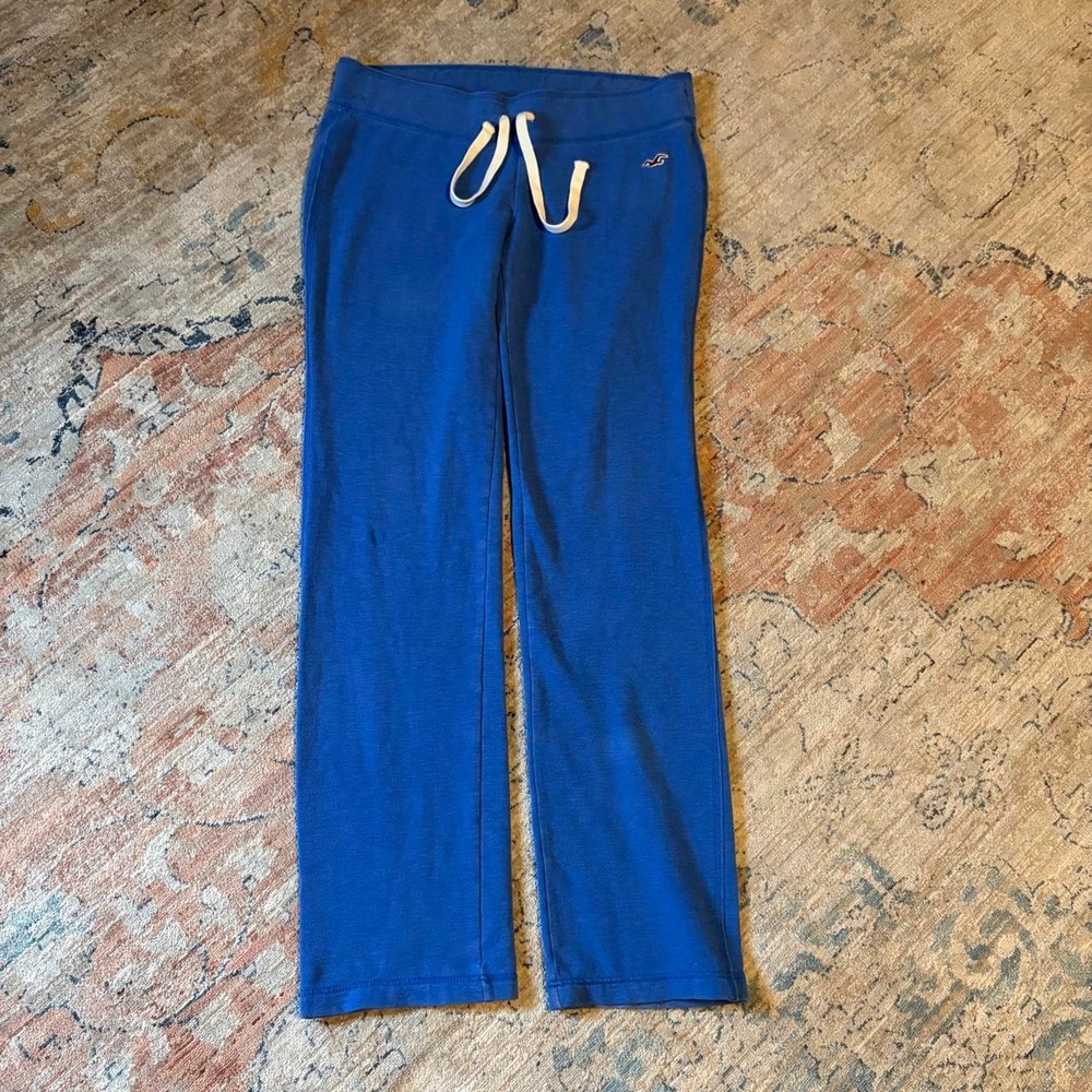 Hollister Blue Wide Leg Sweatpants Y2K Low Rise Drawstring Loungewear Medium